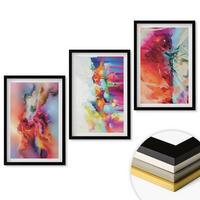 WANDBILDER 3er-Set - 40x60 cm Schwarzer Rahmen - Farbenfrohe Abstraktionen der Form - Schwarz, Kunststoff (40/60cm) - ArtPrintCave
