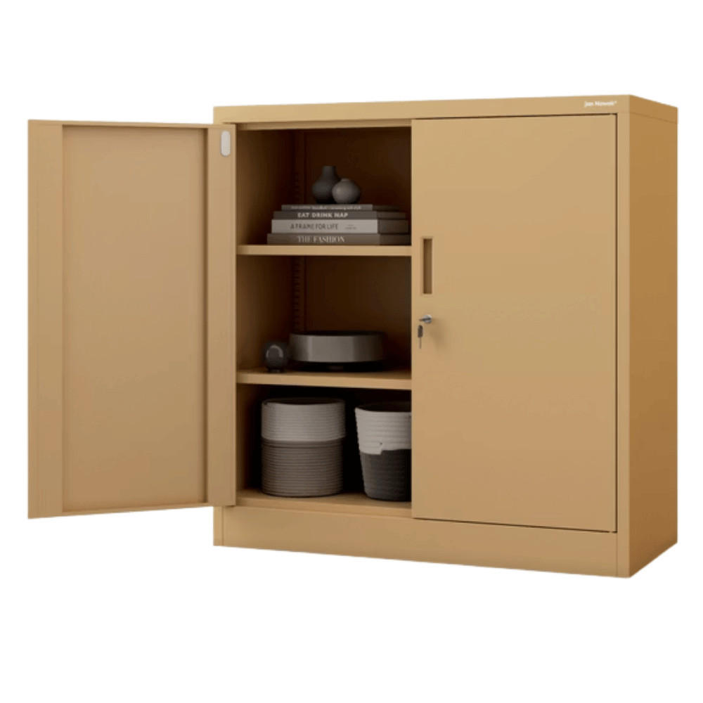 AKTENSCHRANK abschließbar KADO mit Flügeltüren 93x90x40cm Beige - Beige, Metall (90/93/40cm) - DELUKE