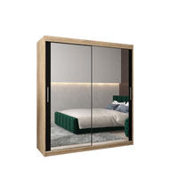 SCHWEBETÜRENSCHRANK 200/180/62 2-türig - Silberfarben/Schwarz, Holz/Kunststoff (180/200/62cm) - Abiks Möbel