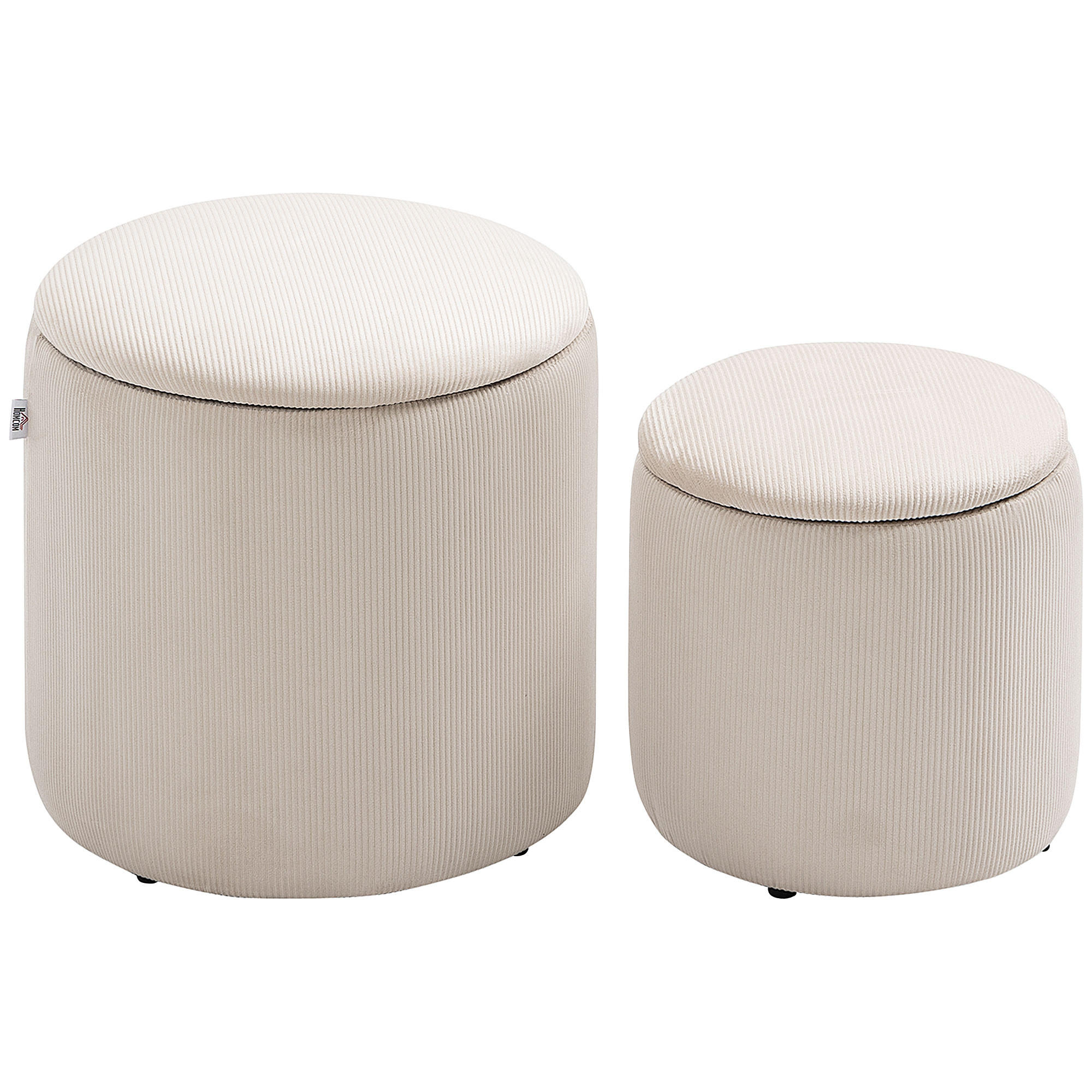 SITZHOCKER 2er-Set mit Stauraum Cremeweiß 40 x 40 x 41 cm - Weiß, Kunststoff (40/41/40cm) - HOMCOM