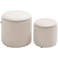 SITZHOCKER 2er-Set mit Stauraum Cremeweiß 40 x 40 x 41 cm - Weiß, Kunststoff (40/41/40cm) - HOMCOM