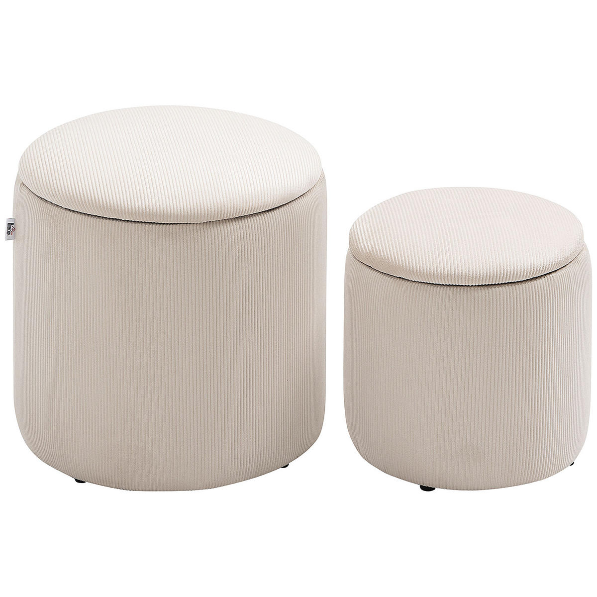 SITZHOCKER 2er-Set mit Stauraum Cremeweiß 40 x 40 x 41 cm - Weiß, Kunststoff (40/41/40cm) - HOMCOM