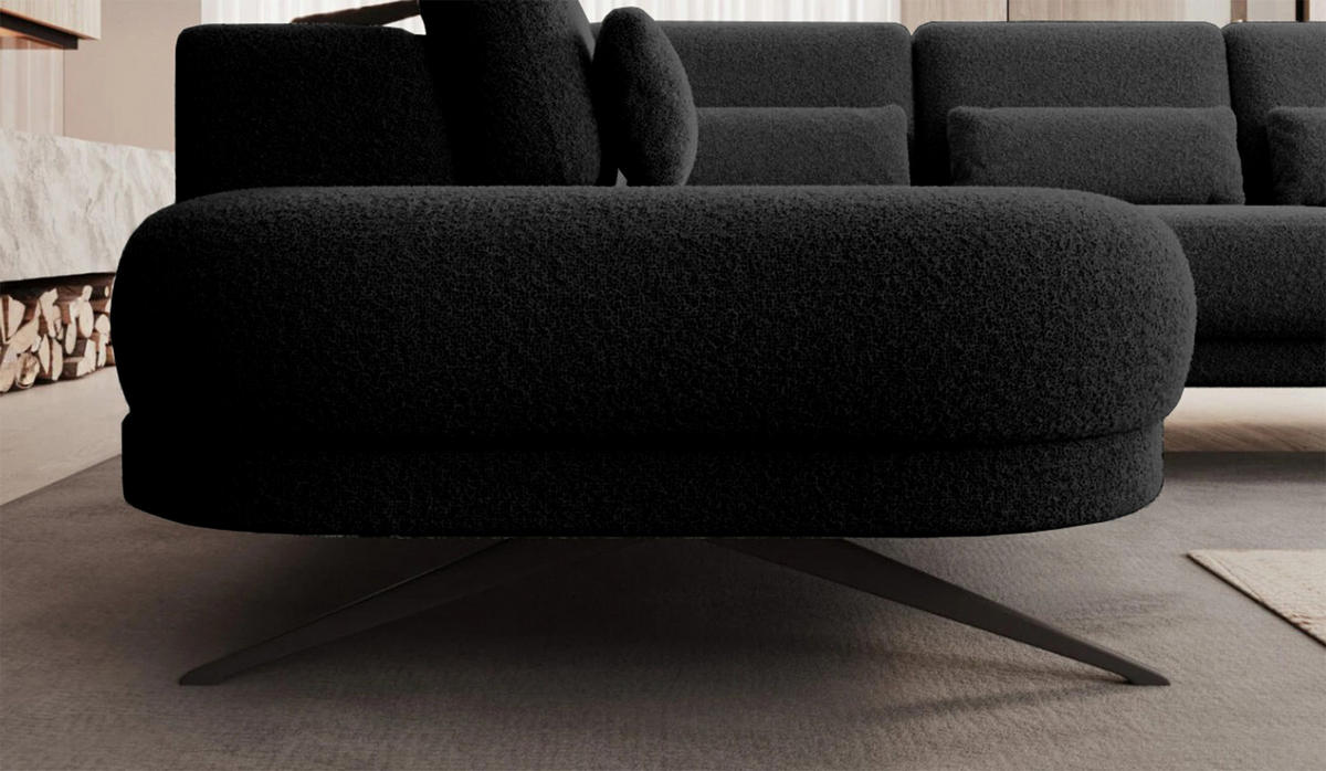ECKSOFA ILUSIO L 250x205cm, Schlaffunktion, Schwarz, Links - Schwarz, Holz/Textil (205/248cm) - DomoHome