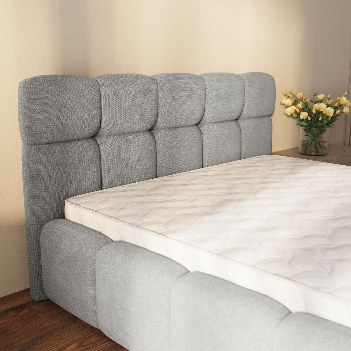 ČALOUNĚNÁ POSTEL ELIZJA 160x200 cm, s úložným prostorem, Šedá - SORO 90 - šedá, dřevo/textil (160/200cm) - MASSENO