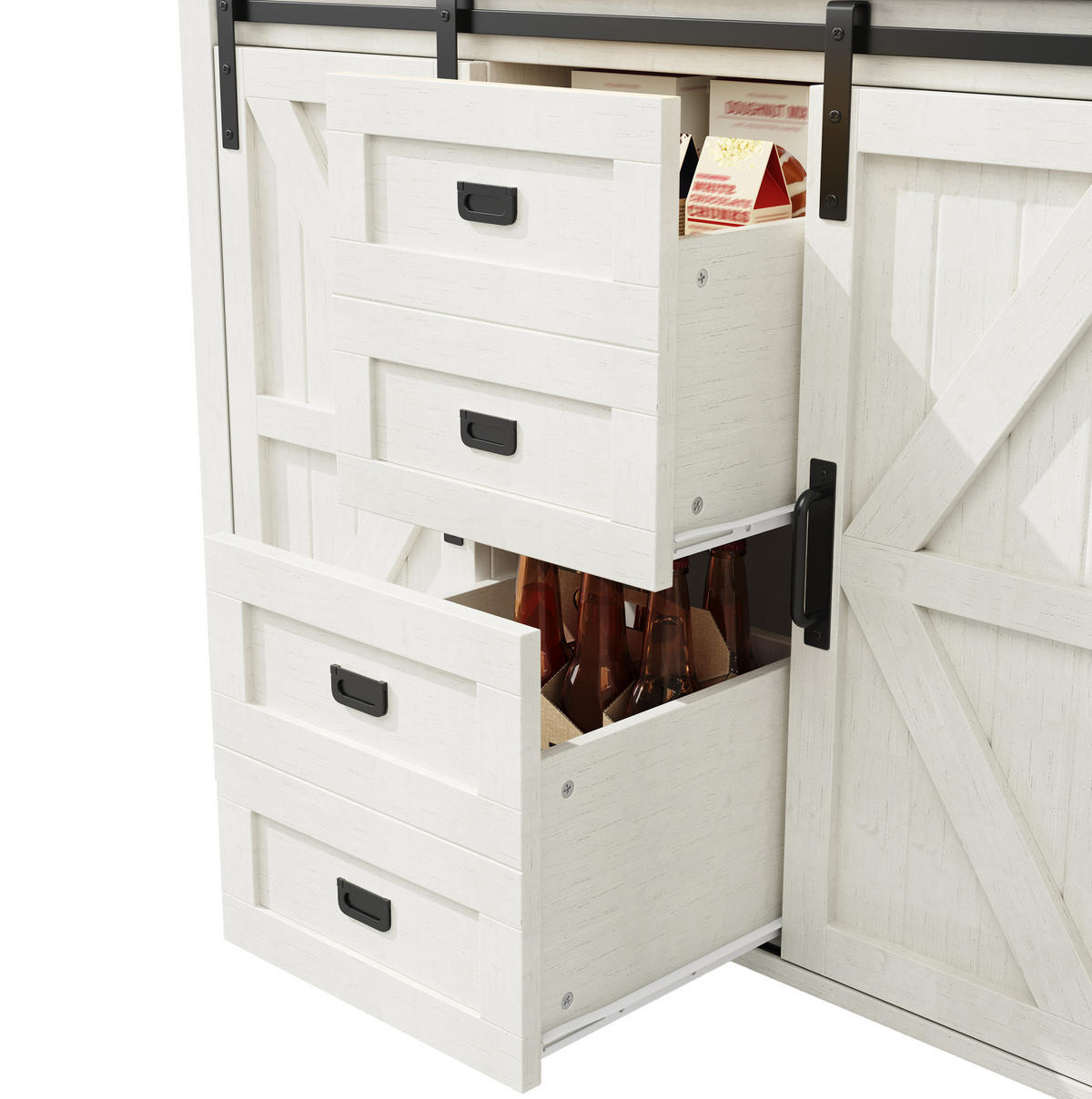 BUFFET 115/174,7/40 cm Weiß aus MDF und Metall mit LED-Beleuchtung - Weiß, Holzwerkstoff (40/174.7/115cm) - OKMYHOME