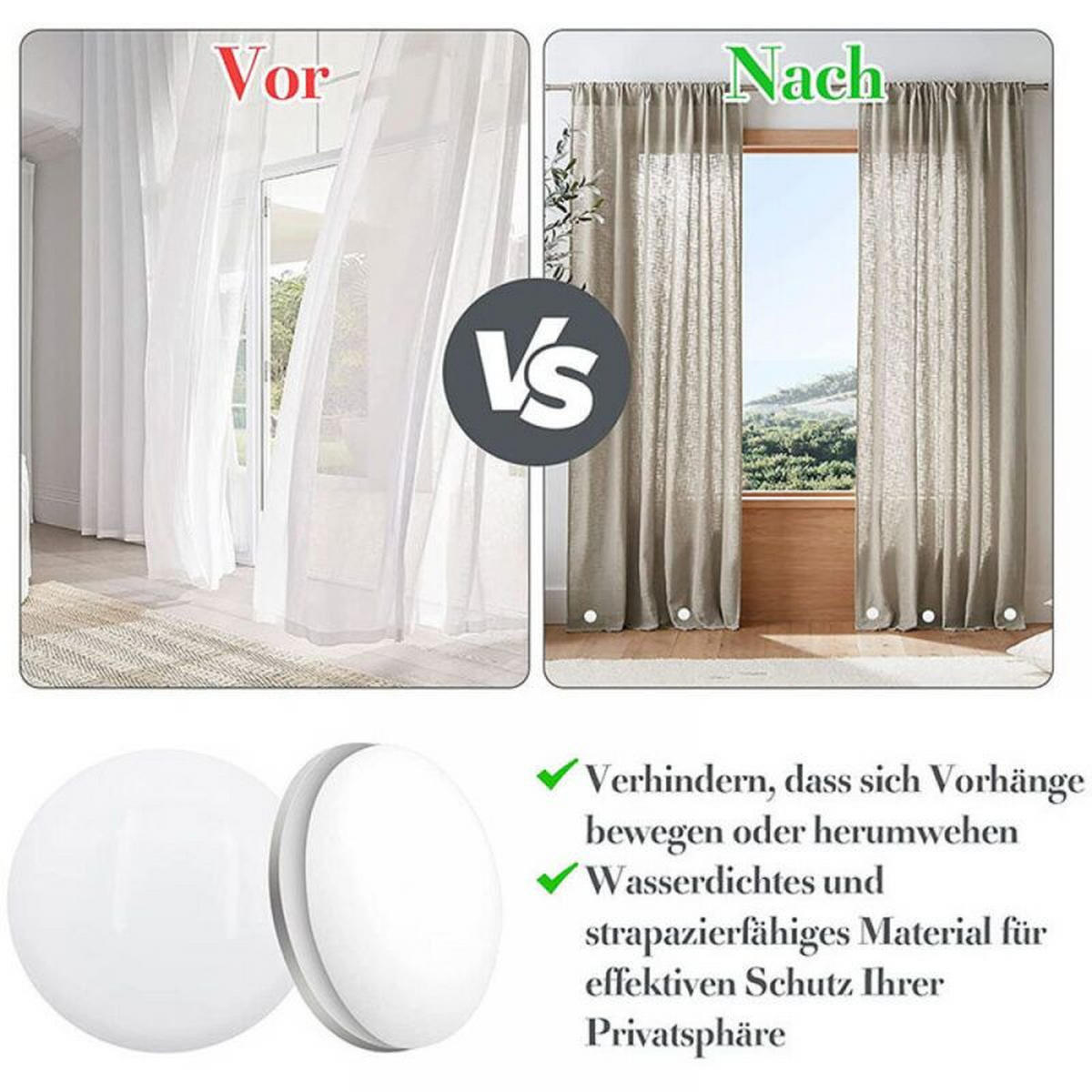 DUSCHVORHANG 10er-Pack Weiß wasserdicht mit Beschwerungssteinen - Weiß, Metall (13/2/19cm) - MCBOSON