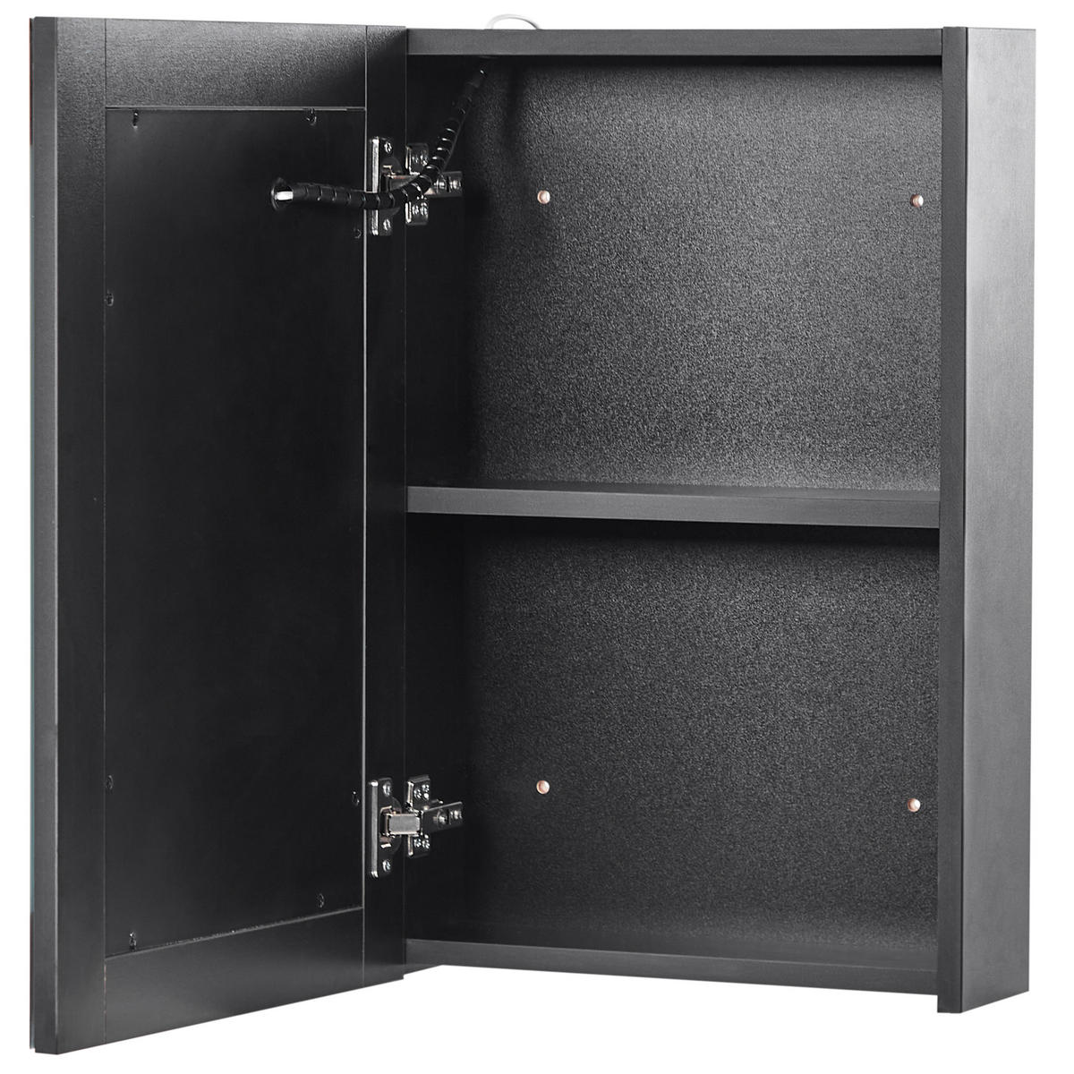 KOUPELNOVÁ ZRCADLOVÁ SKŘÍŇKA LED 40/60 cm Černá Cameron - černá/stříbrná, kompozitní dřevo (40/60/12cm) - Beliani