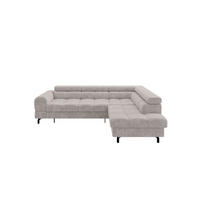 ECKSOFA mit Schlaffunktion Ottomane Rechts LUMA-L 272x203x70 Hellgrau Velours - Hellgrau/Schwarz, Holzwerkstoff/Kunststoff (203/272cm) - ALTDECOR