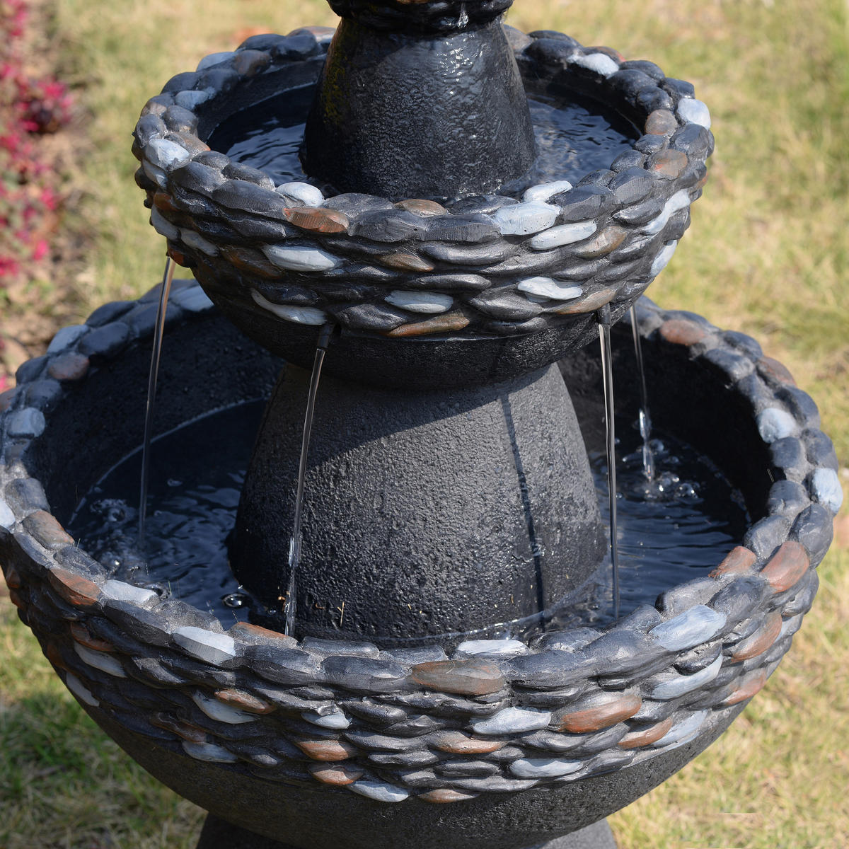 GARTENBRUNNEN Sockel dunkelgrau - Grau, Kunststoff (52/52/93cm) - Teamson Home