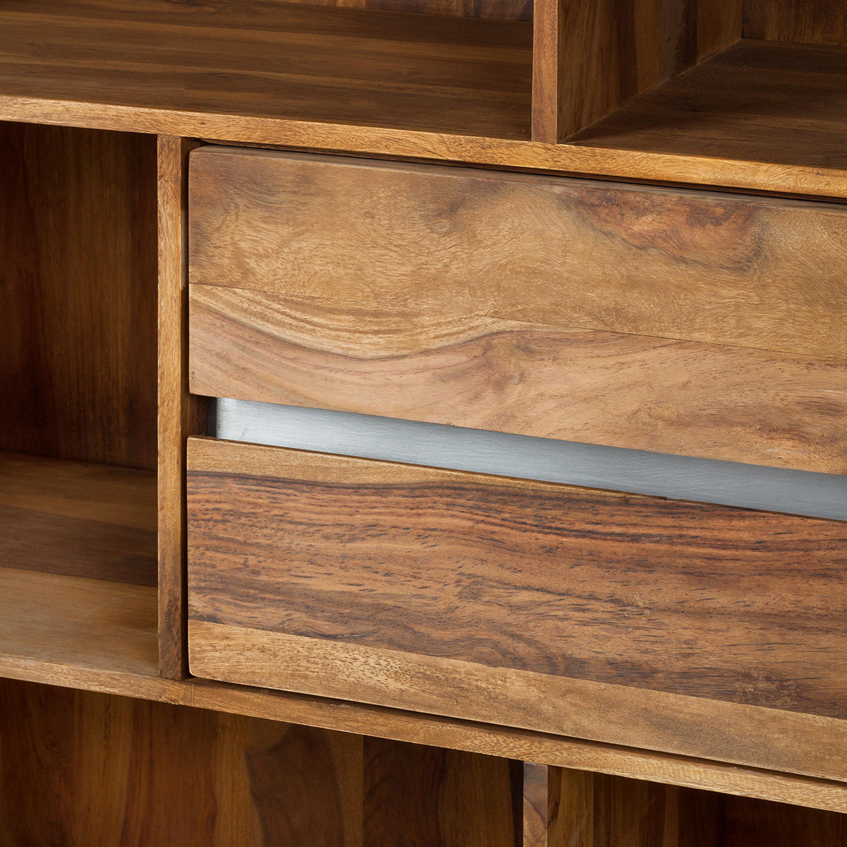 REGAL - Sheesham massiv - Sheeshamfarben, Holz (102/180/40cm) - home24