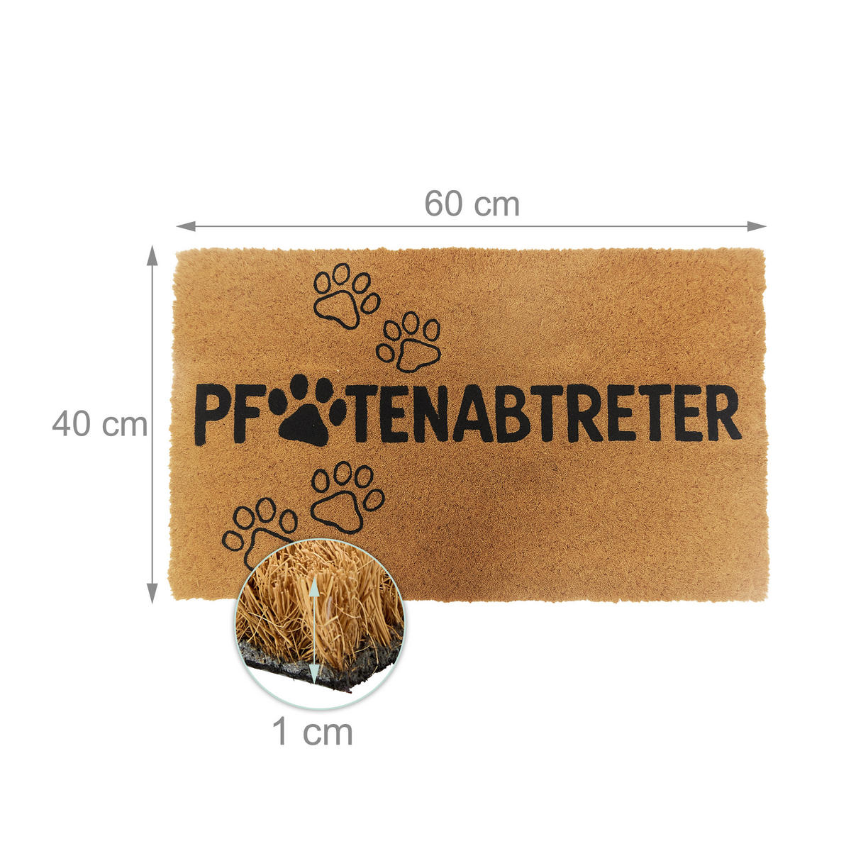 ROHOŽ - svetlohnedá, textil/plast (60/40cm) - Relaxdays