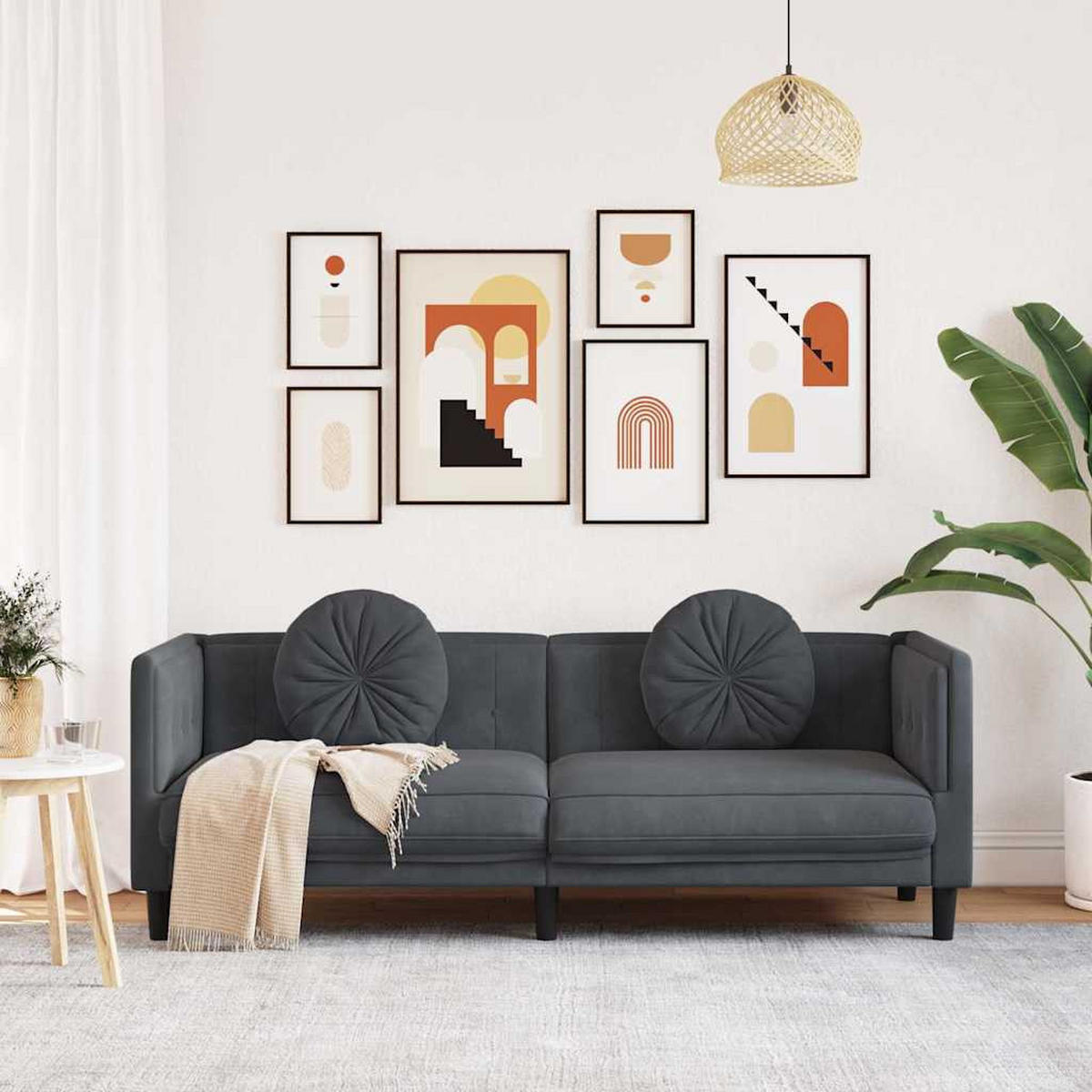 3-SITZER-SOFA Jones - Grau, Naturmaterialien (193.5/77/70cm) - Nettlife