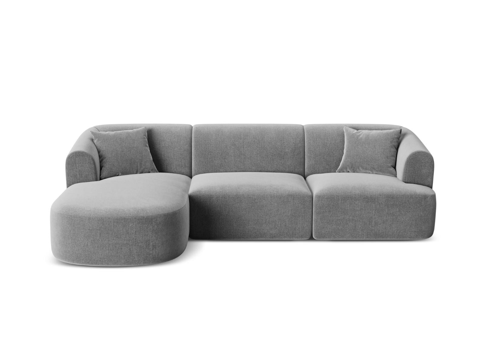 MODULARES-ECKSOFA links Campi aus Samt grau 4 Sitzplätze - Grau, Textil (156/256cm) - Cosmopolitan Design