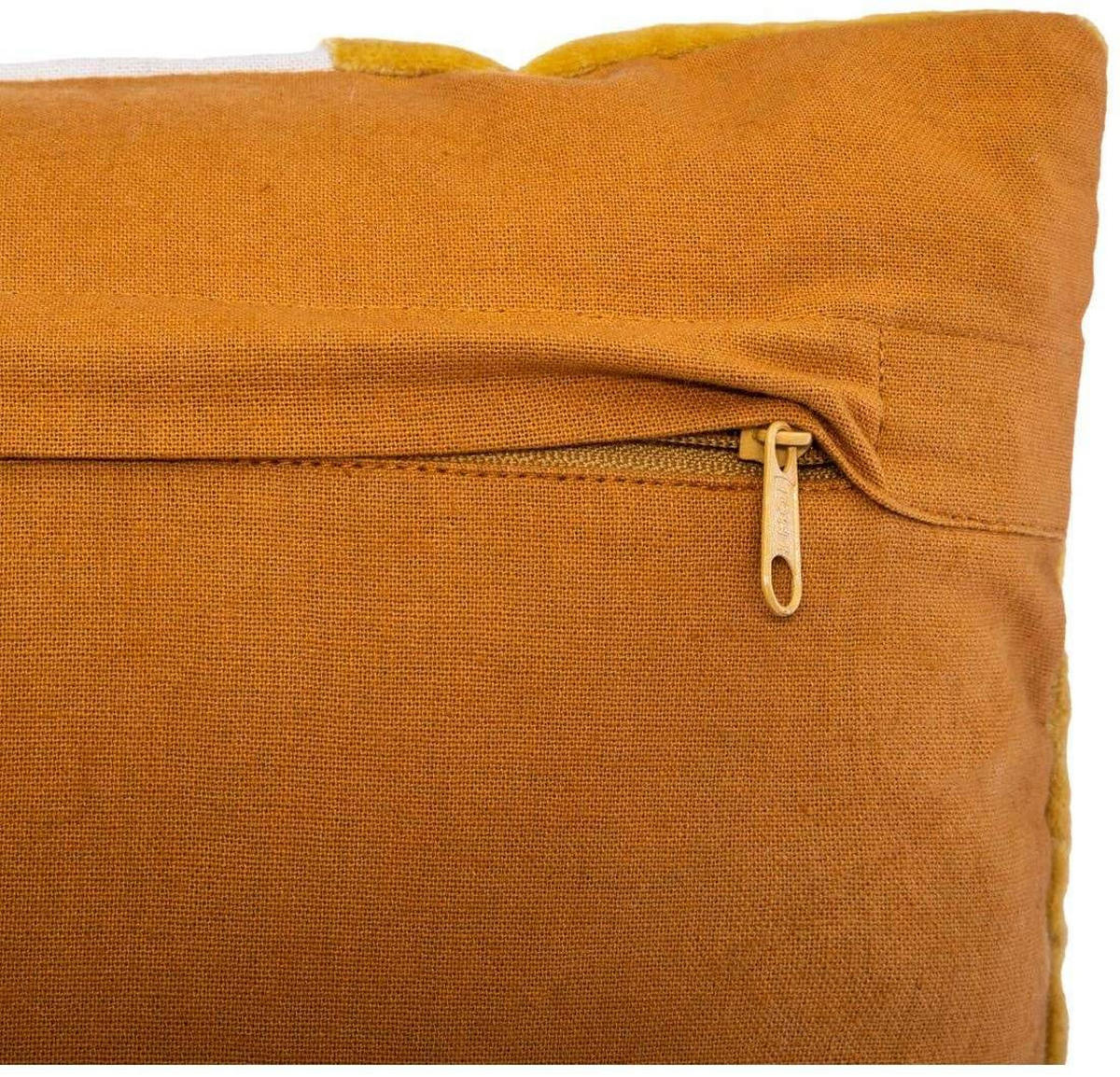 ZIERKISSEN Patch 40/40 cm - Gelb, Naturmaterialien (40/40cm) - Atmosphera Createur d´interieur