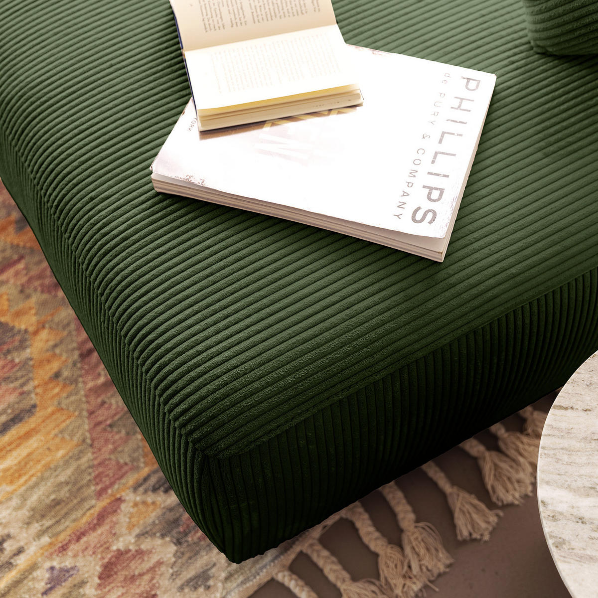 ECKSOFA mit Schlaffunktion - Longchair - Schwarz/Grün, Kunststoff/Textil (253/167cm) - home24