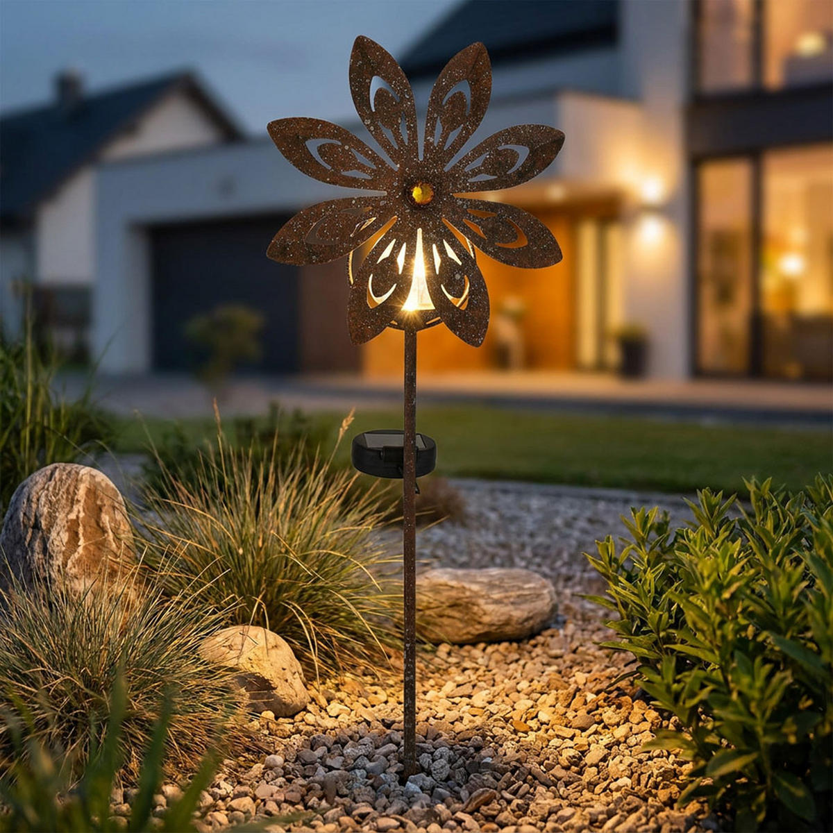 LED AUSSENLEUCHTE Metall Rostoptik Braun 2er Set - Braun, Glas (20/9/50cm) - Globo Lighting
