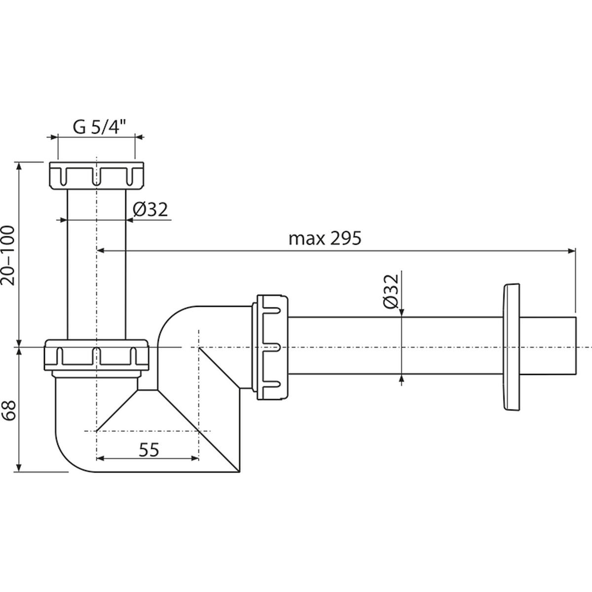 SIPHON für Waschbecken und Bidets DN32 Kunststoff - Weiß, Kunststoff (22cm) - Alcadrain