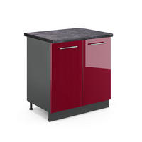 SPÜLENUNTERSCHRANK Fame-Line Bordeaux Hochglanz 80 cm, AP Anthrazit - Bordeaux/Anthrazit, Holzwerkstoff (80/82/60cm) - Vicco