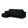 ECKSOFA RINOVA Schwarz Boucle-Stoff mit Schlaffunktion - Schwarz, Holz (250/143cm) - MASSENO