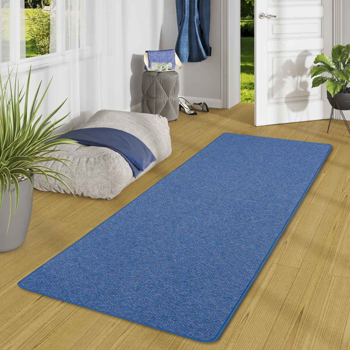 LÄUFER TEPPICH SCHLINGEN TEPPICH ALMA MELIERT - Blau, Textil (100/400cm) - Snapstyle