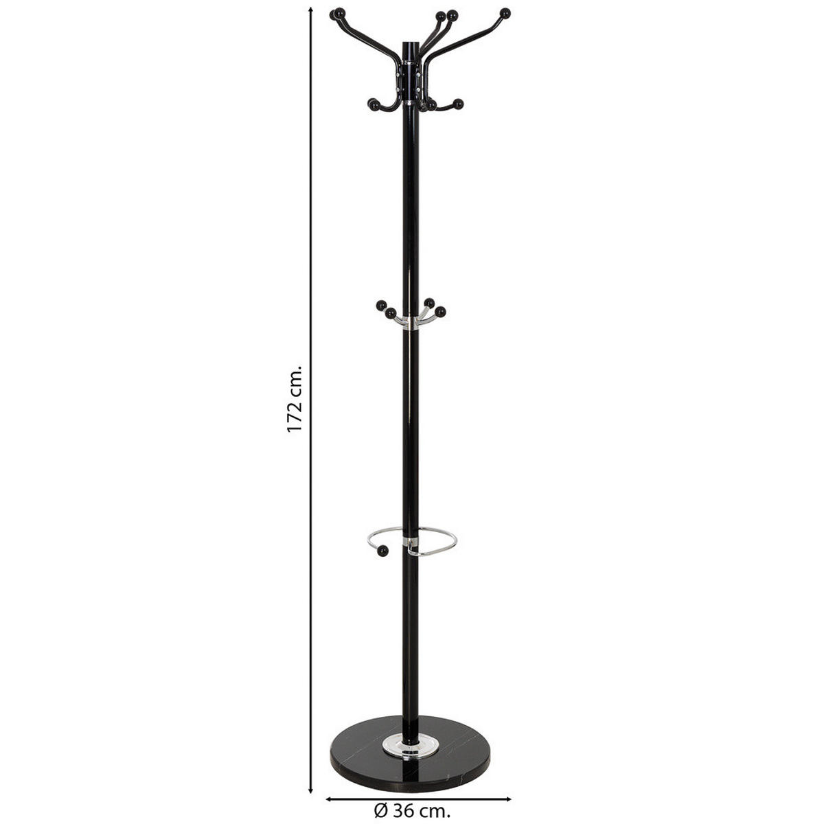 GARDEROBE aus metall 36x172cm - Schwarz, Metall (36/172/36cm) - Wanderlust