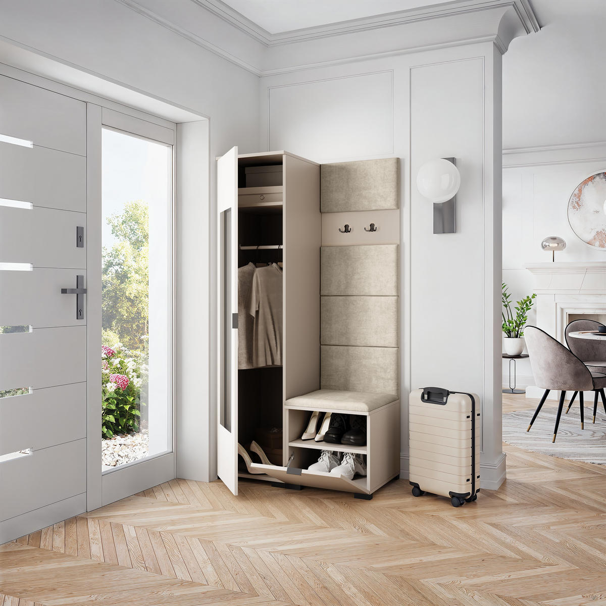 GARDEROBENSCHRANK VIRA 95/181/51 cm Modern Kaschmir - Kaschmir/Ecru, Holzwerkstoff (95/181/51cm) - MASSENO