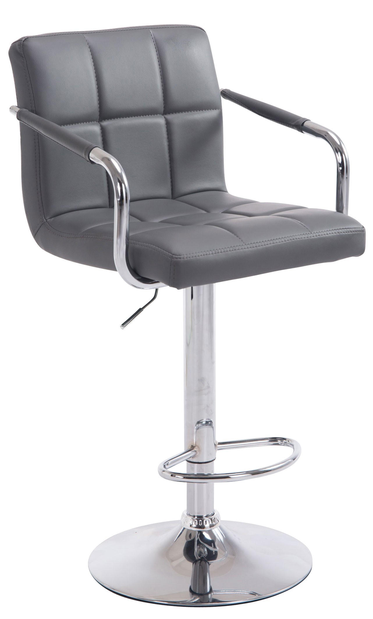 BARHOCKER Lucy V2 91-112x54x46 cm grau - Grau, Leder (54/91/46cm) - furnicato
