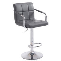 BARHOCKER Lucy V2 91-112x54x46 cm grau - Grau, Leder (54/91/46cm) - furnicato