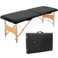 MASSAGELIEGE DE-18890 186x60 cm, höhenverstellbar Schwarz - Schwarz, Holzwerkstoff (60/81/186cm) - ComfortXL