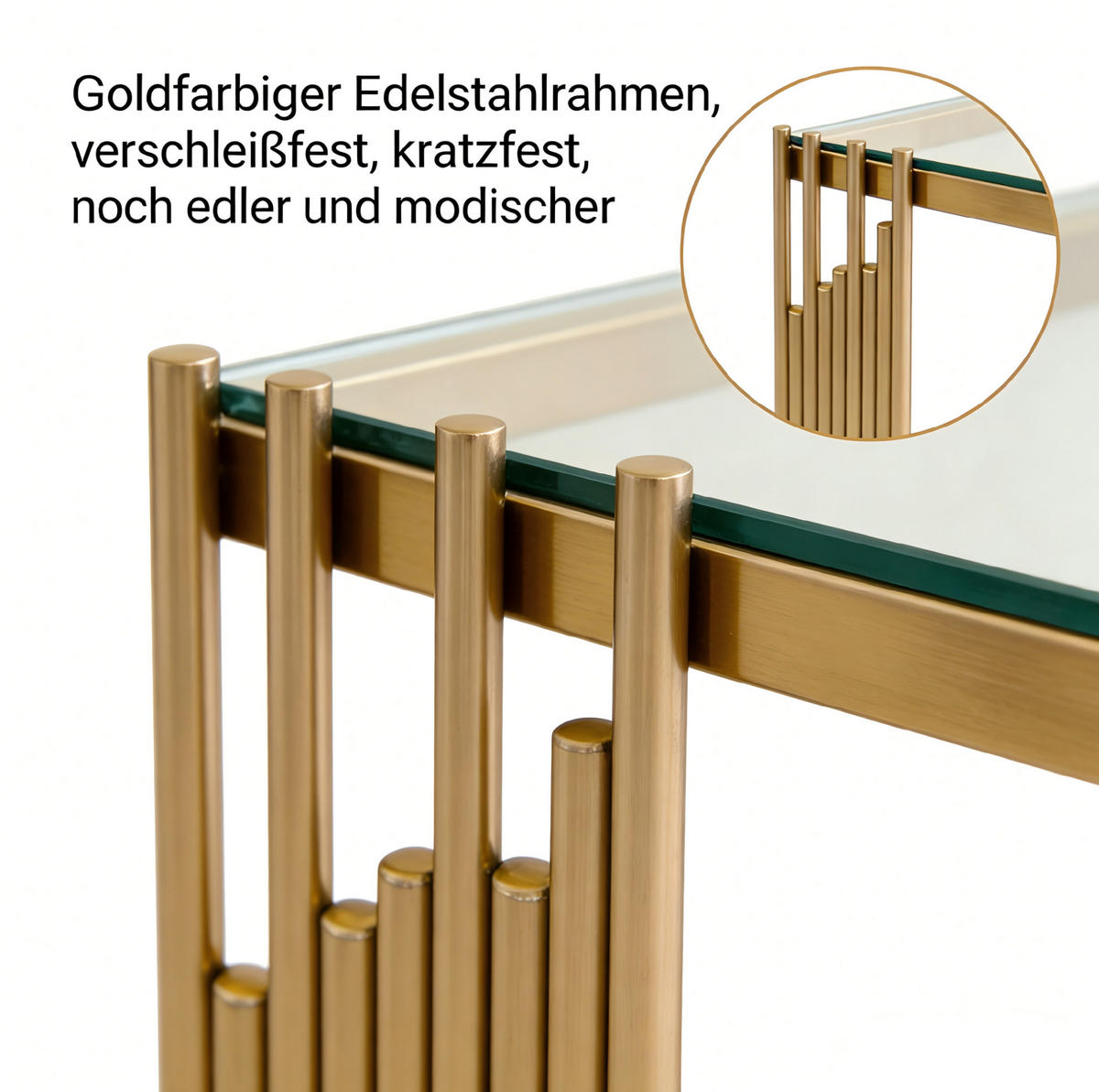 BEISTELLTISCH quadratisch 32 cm Glas Edelstahl Gold - Klar, Glas (32/32/37cm) - Meubliv