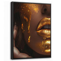 LEINWAND Bilder mit Rahmen - Frau - Gold - Luxus - Porträt - 30x40 - Goldfarben, Textil (30/40cm) - MuchoWow