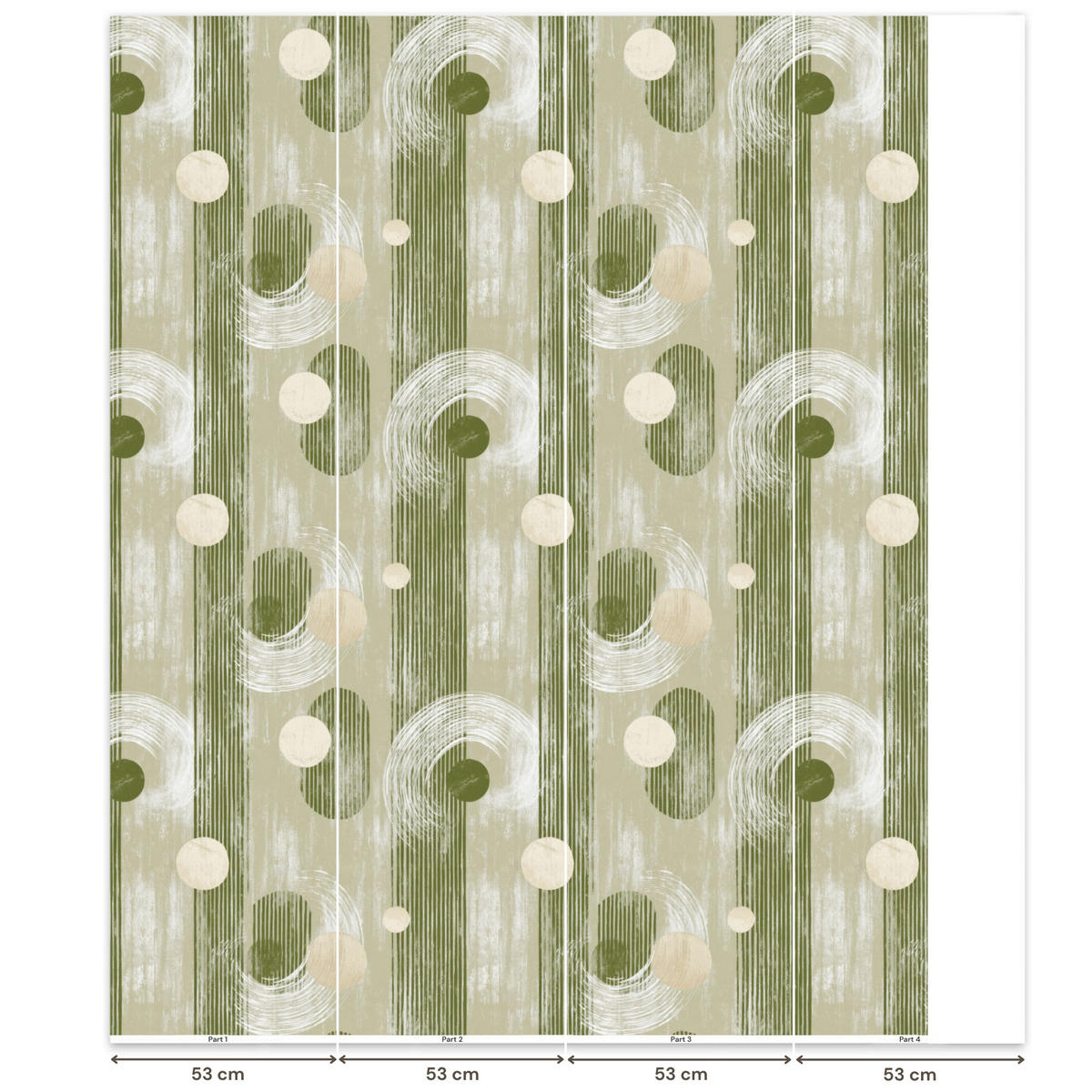 TAPETE - Künstlerisch - Modern - Grün - 180x220 cm - Olivgrün, Papier (180/220cm) - OnlyWow