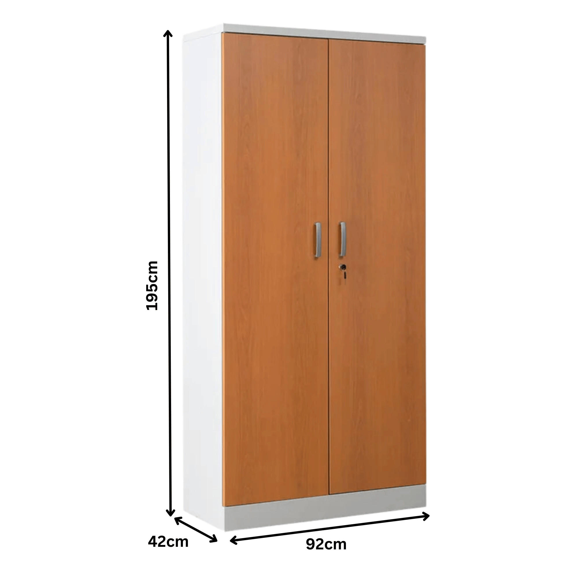 AKTENSCHRANK Beetle 4 Fachböden 195x92x42 cm Weiß & Erle - Erlefarben, Metall (92/195/42cm)
