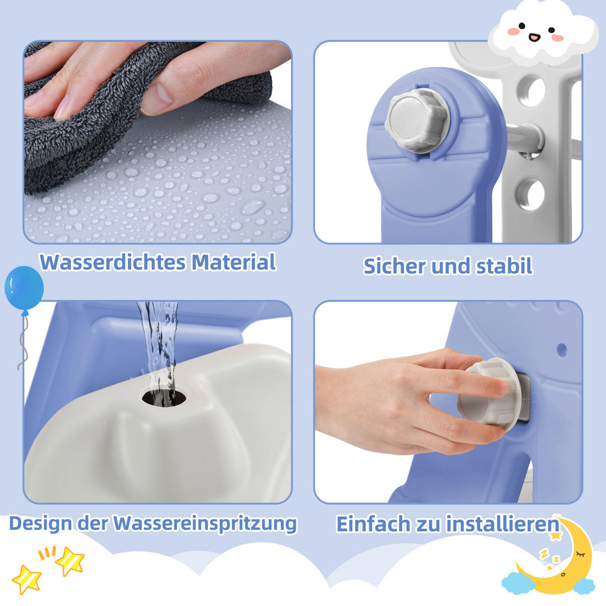 KINDERRUTSCHE 4 in 1, Blau - Blau, Kunststoff (140/118cm)