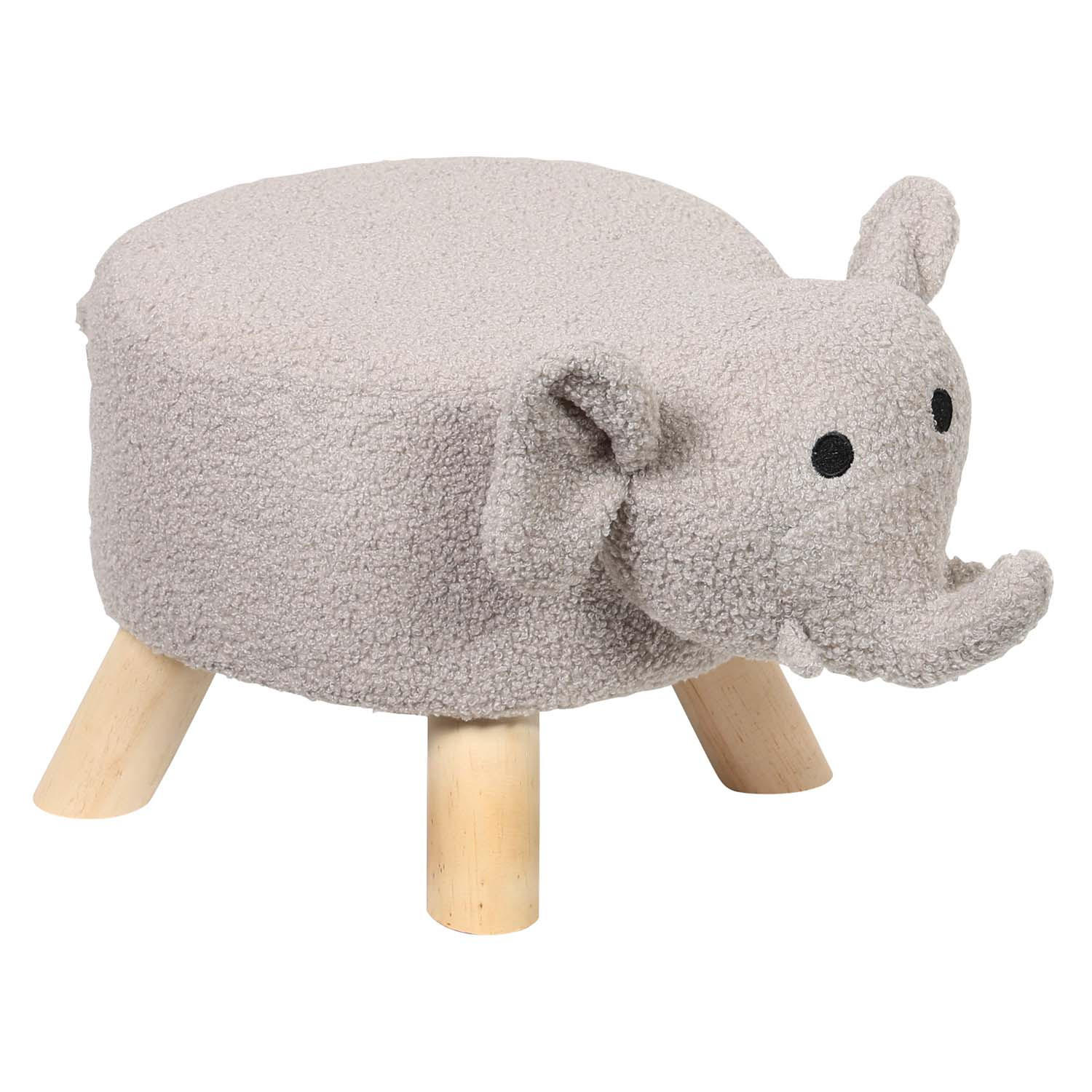 KINDERHOCKER, 2 Stück - Elefant, hellgrau + Schaf, cremeweiß - Multicolor/Creme, Holz/Textil (25/25/47cm) - Kesper