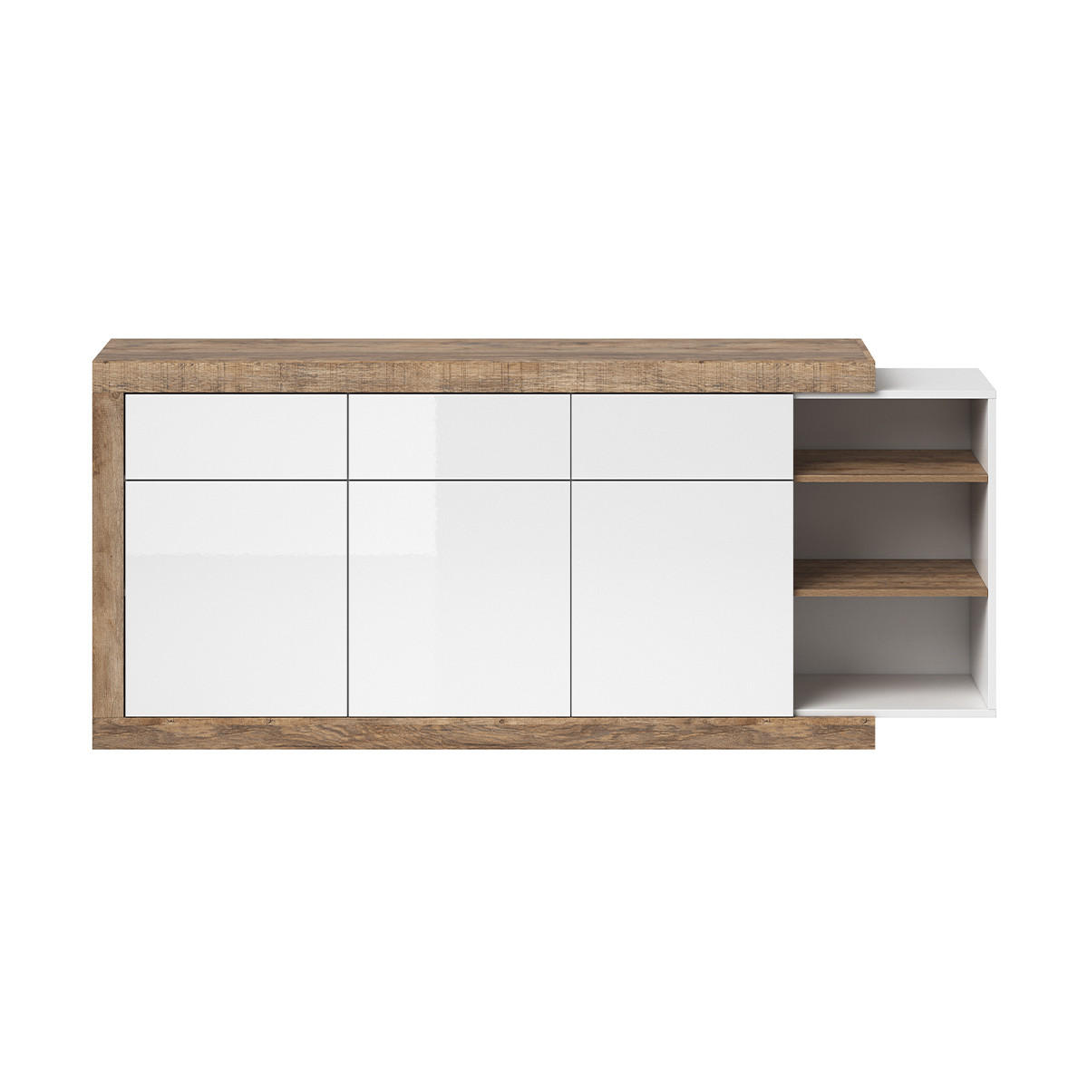 SIDEBOARD Azior Weiß und Holz - Weiß, Holzwerkstoff (200/85.7/40cm) - Petits-meubles
