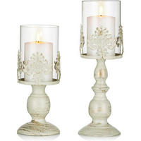 KERZENHALTER 2-teiliges Set Elfenbein 27 cm und 33 cm - Creme, Metall (10.5/33/10.5cm)