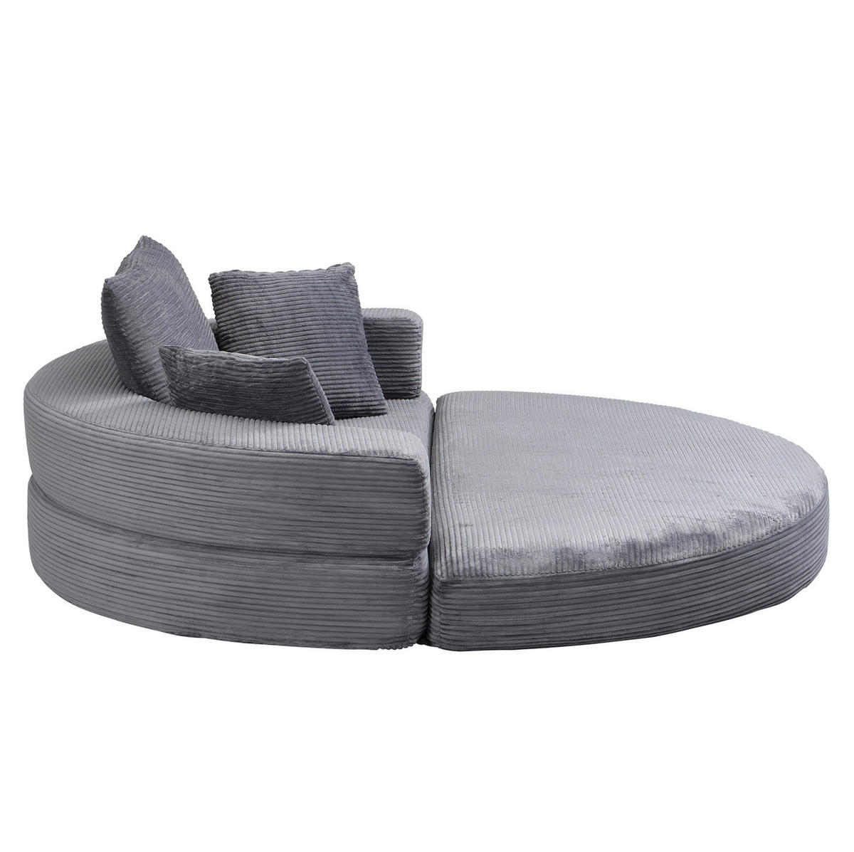 SOFABETT 2-in-1 klappbar 173x176 cm Cord Gray - Grau, Kunststoff (176/40/173cm) - Meubliv