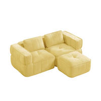 ECKSOFA DE-34428 L-Form mit Hocker Gelb - Gelb, Textil (93/198cm) - ComfortXL