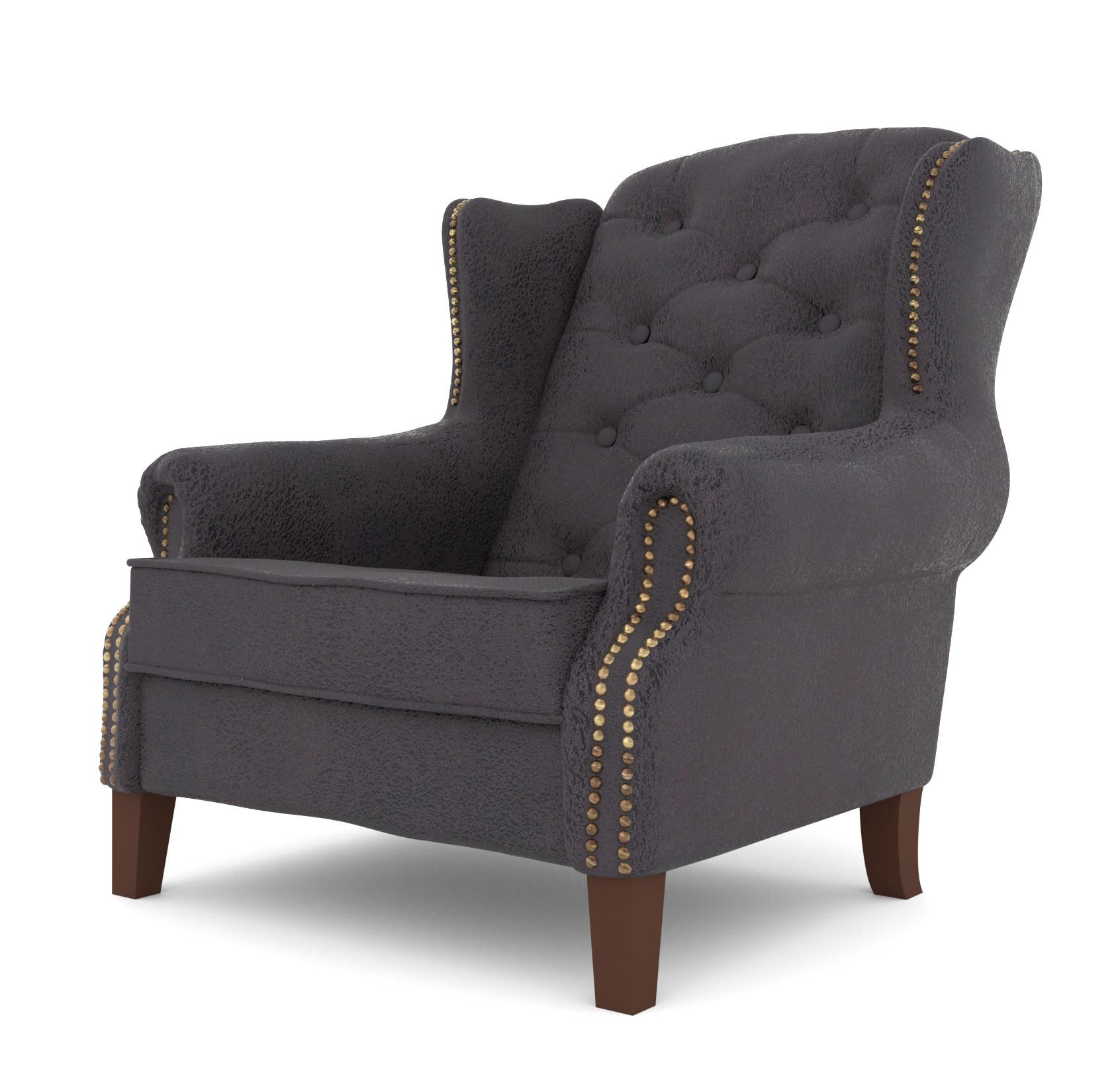 CHESTERFIELD-SESSEL Anton Dunkelgrau Microfaser Vintageoptik - Dunkelgrau/Braun, Holz/Textil (102/102/93cm) - S-Style Möbel