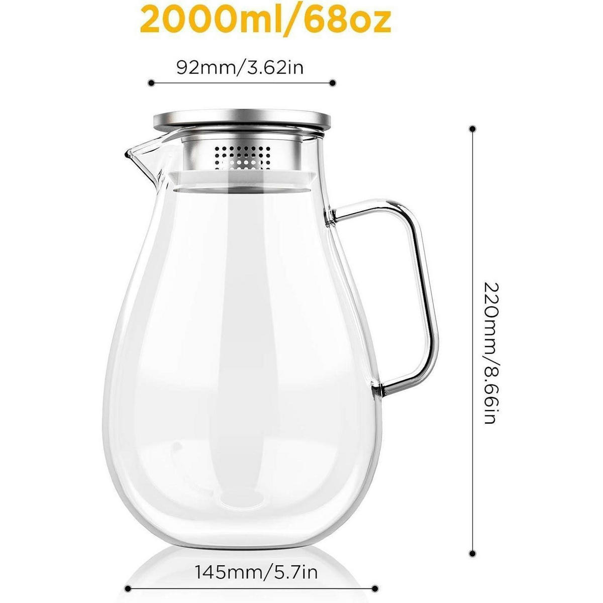 GLASKRUG 2 Liter mit Filter und Zubehör - Transparent, Glas (15/15cm)