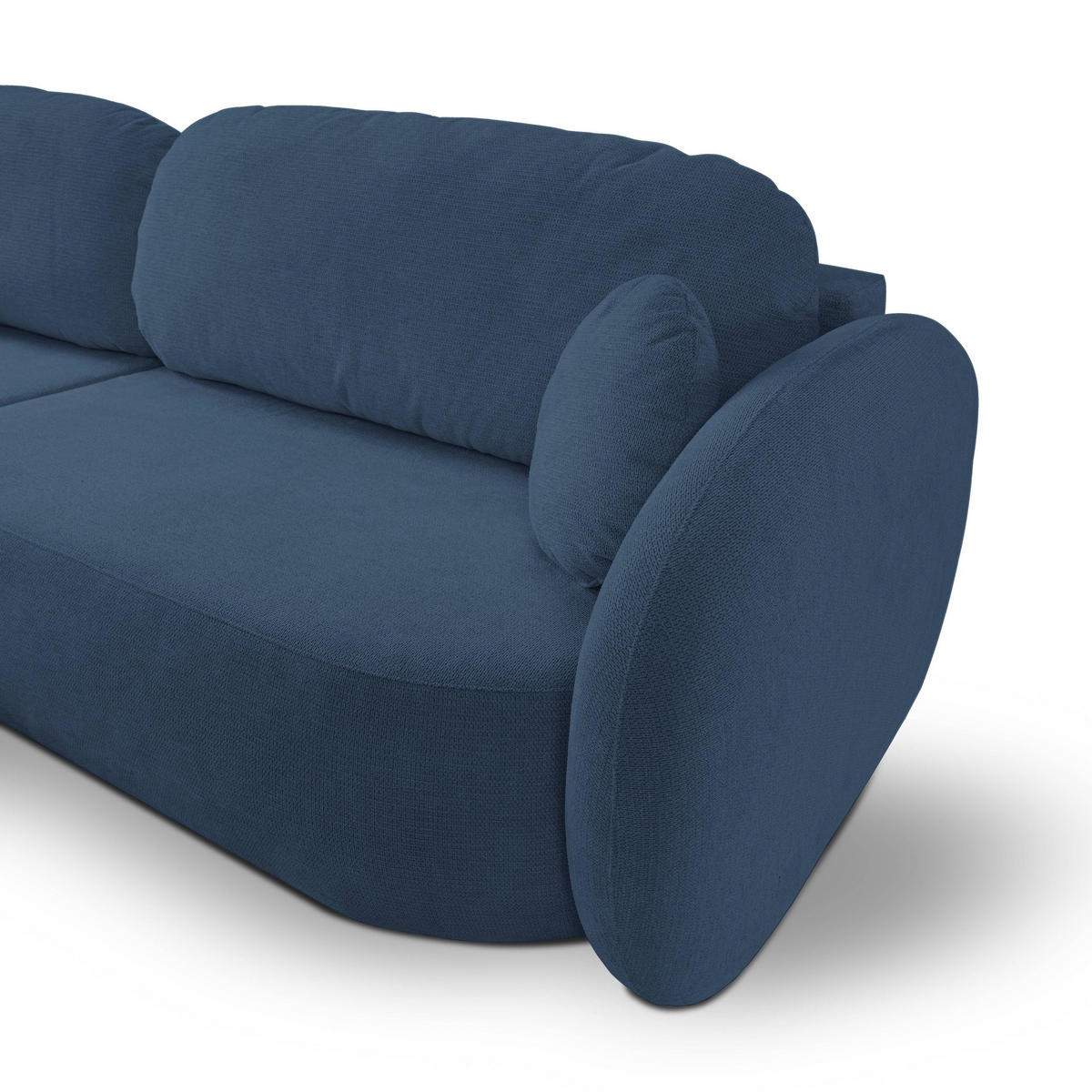 ECKSOFA AMICO L-S Dunkelblau Geflochtener Stoff mit Schlaffunktion - Dunkelblau, Holz (248/174cm) - MASSENO