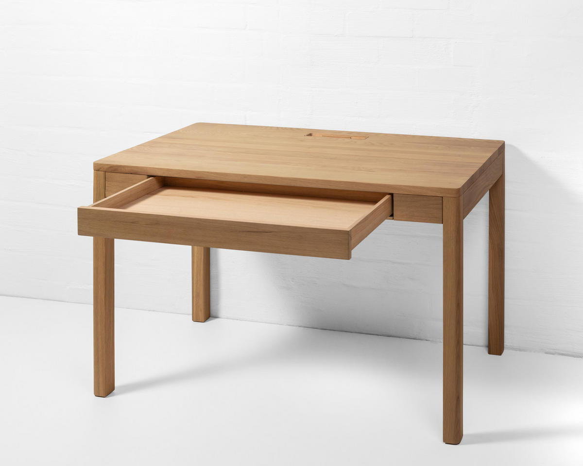 SCHREIBTISCH Franz, Natur Massiveiche - Beige, Holz (65/120/75cm) - WOODEK