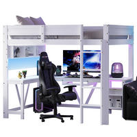 HOCHBETT 90/200 cm mit Schreibtisch, LED-Beleuchtung und Ladestation, Weiß - Weiß, Holzwerkstoff (90/200cm) - Redom