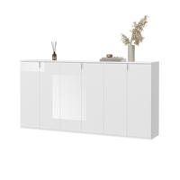 SIDEBOARD weiß Hochglanz 183 cm, Kommode 6-türig - Chromfarben/Weiß Hochglanz, Holzwerkstoff/Metall (183/99/34cm) - Inn.Furn