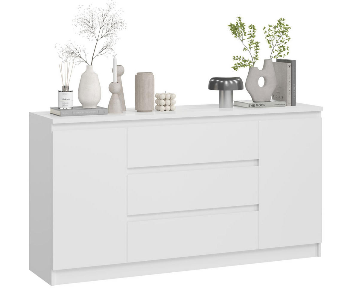 KOMMODE City weiß 154 / 40 / 84cm - Weiß, Holz/Holzwerkstoff (154/84/40cm) - Feldmann-Wohnen