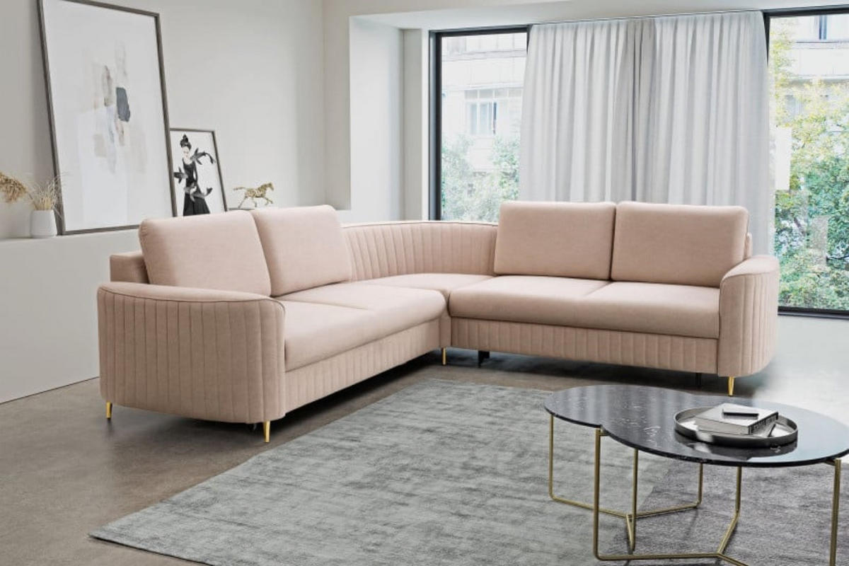 ECKSOFA Beige LOREN Mit Schlaffunktion Und Bettkasten - Beige, Textil (251/251cm) - Sepro Meble