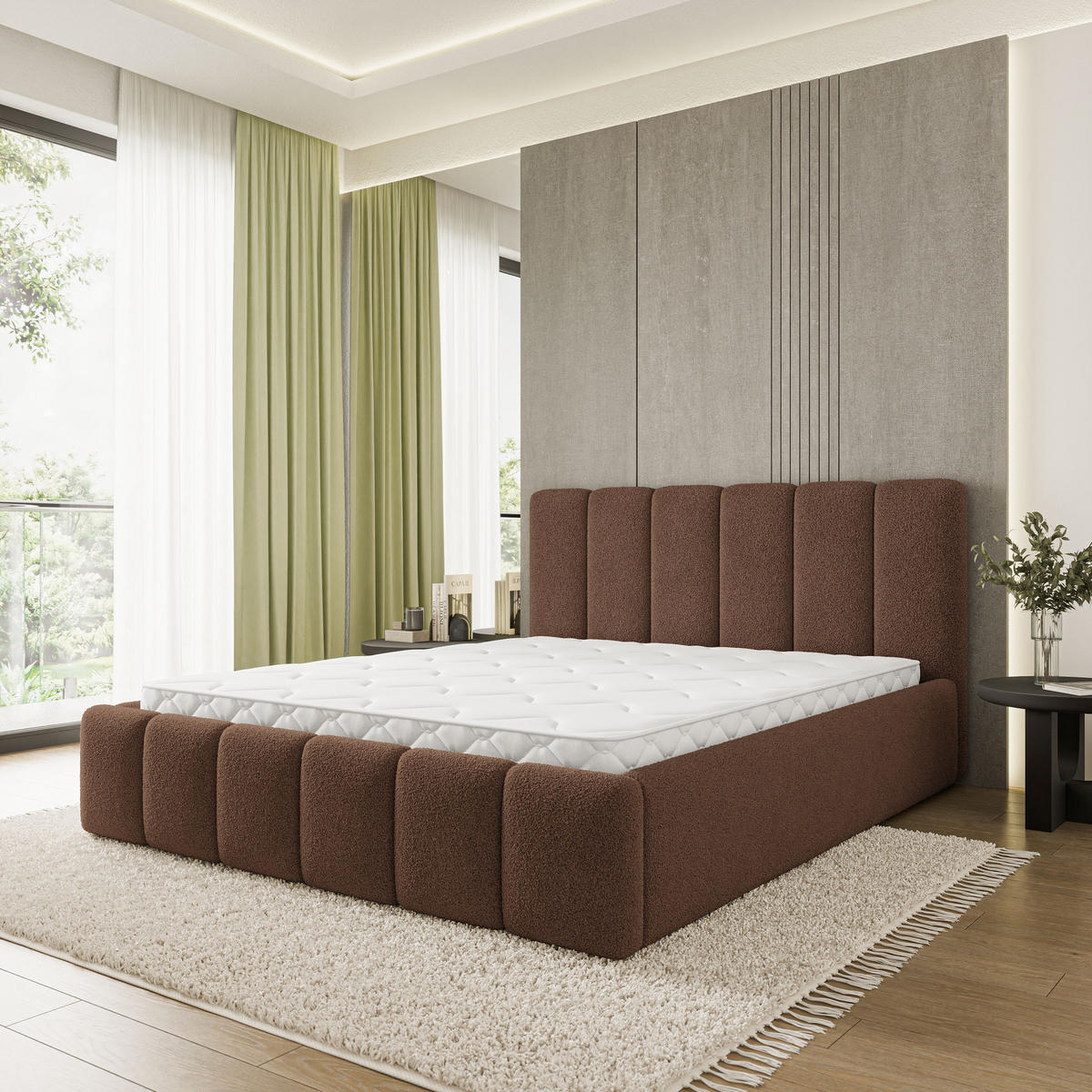 POLSTERBETT ATTORA Q 180x200 cm mit Bettkästen - Braun - Braun, Holz (180/200cm) - MASSENO