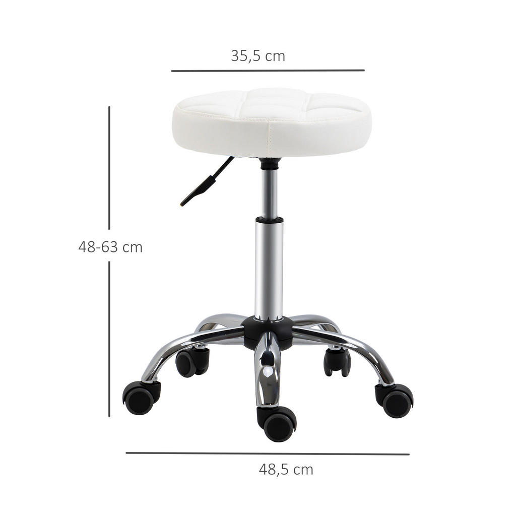 Thumbnail - Homcom Drehhocker,, Weiß, Leder, 35.5x63x35.5 cm, Arbeitszimmer, Bürostühle, Bürohocker