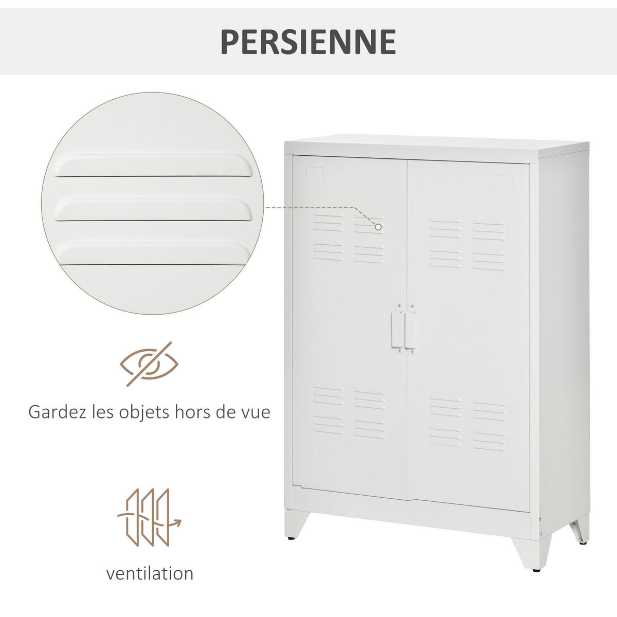 AKTENSCHRANK DE-14482 2 Türen mit verstellbaren Böden Weiß - Weiß, Metall (33/110/75cm) - ComfortXL